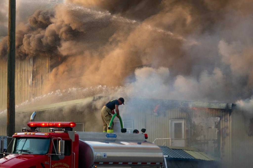 The fire departments&rsquo; battle with the blaze went on for hours as smoke filled the air.